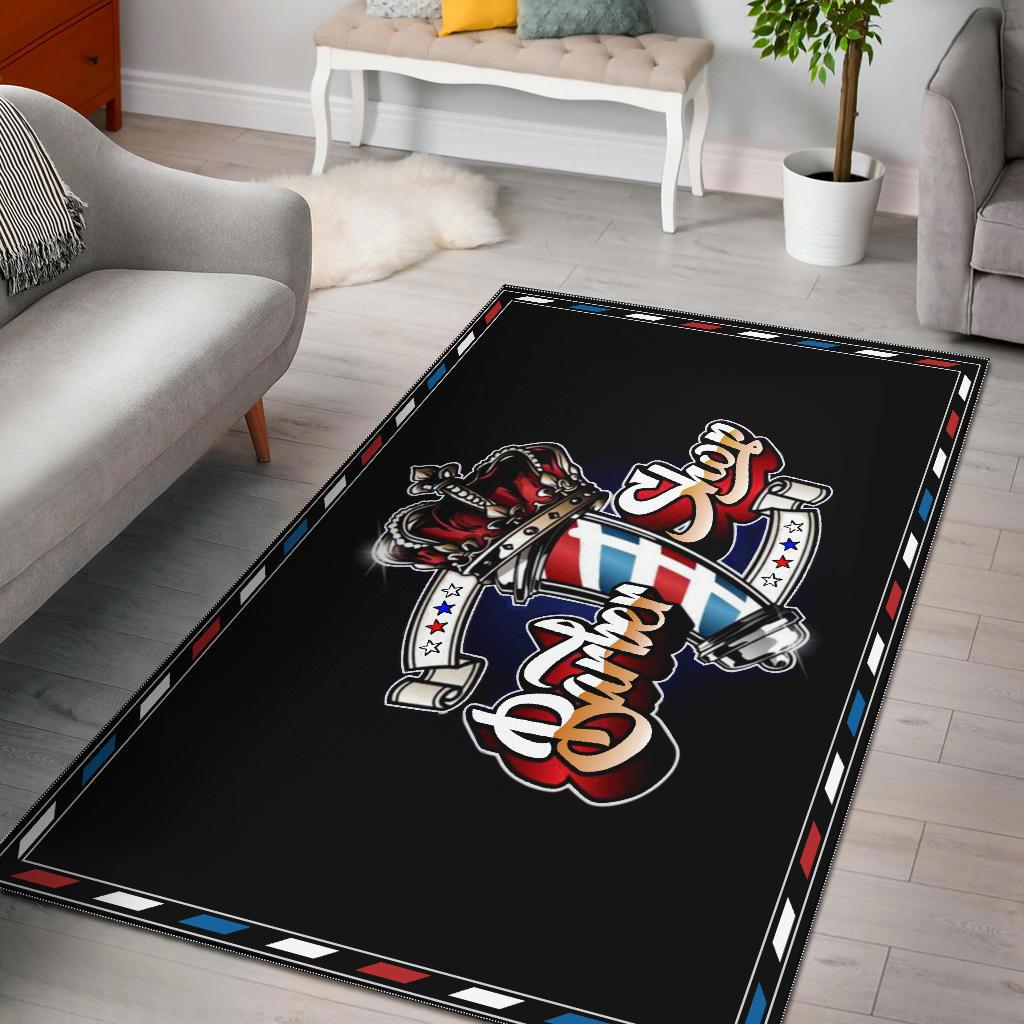 Barber Shop Rug King Barber Pole Black Full Size