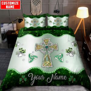Custom Name Irish Bedding Set Celtic Cross