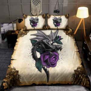 Dragon Bedding Set Purple Rose
