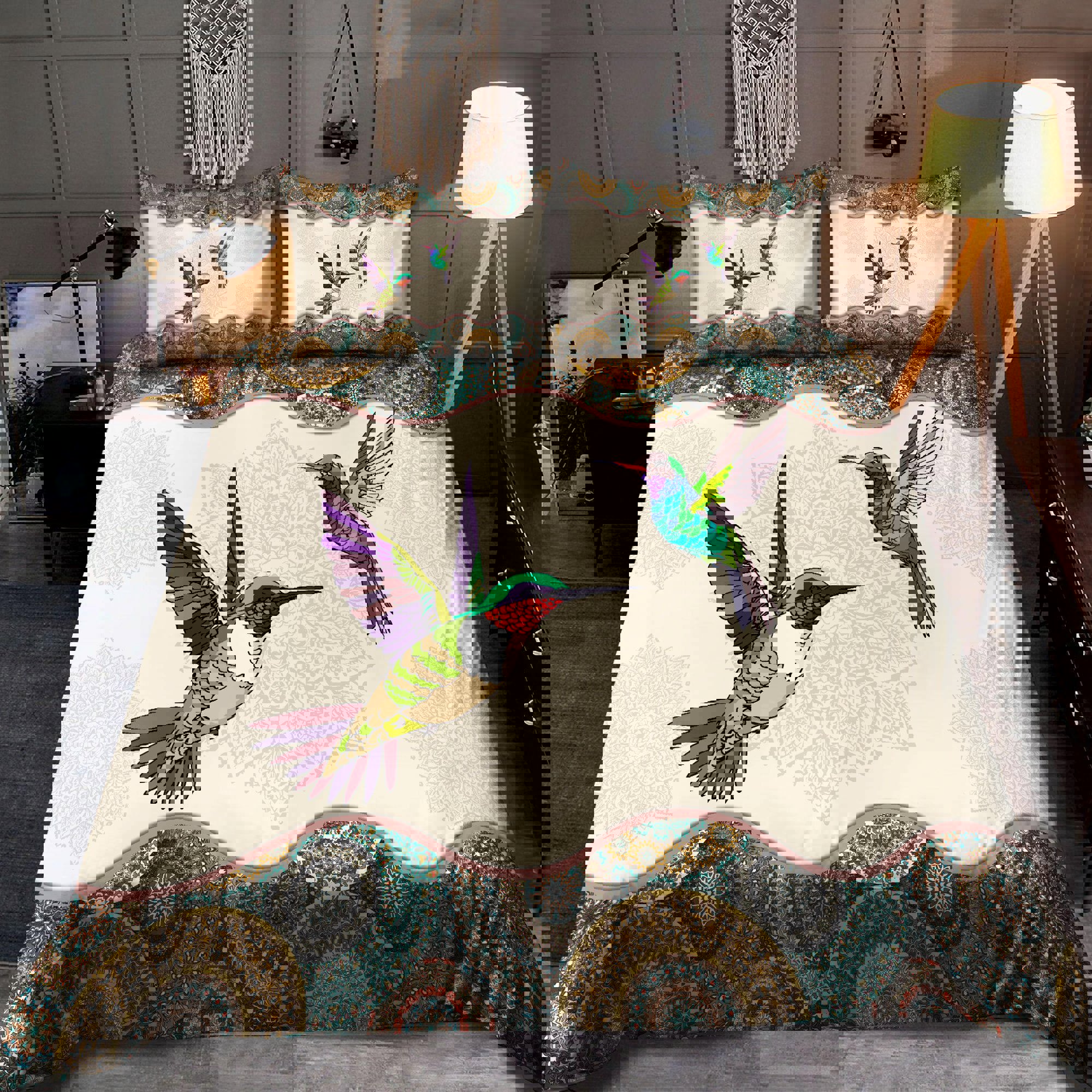 Hummingbird Vintage Mandala Bedding Set