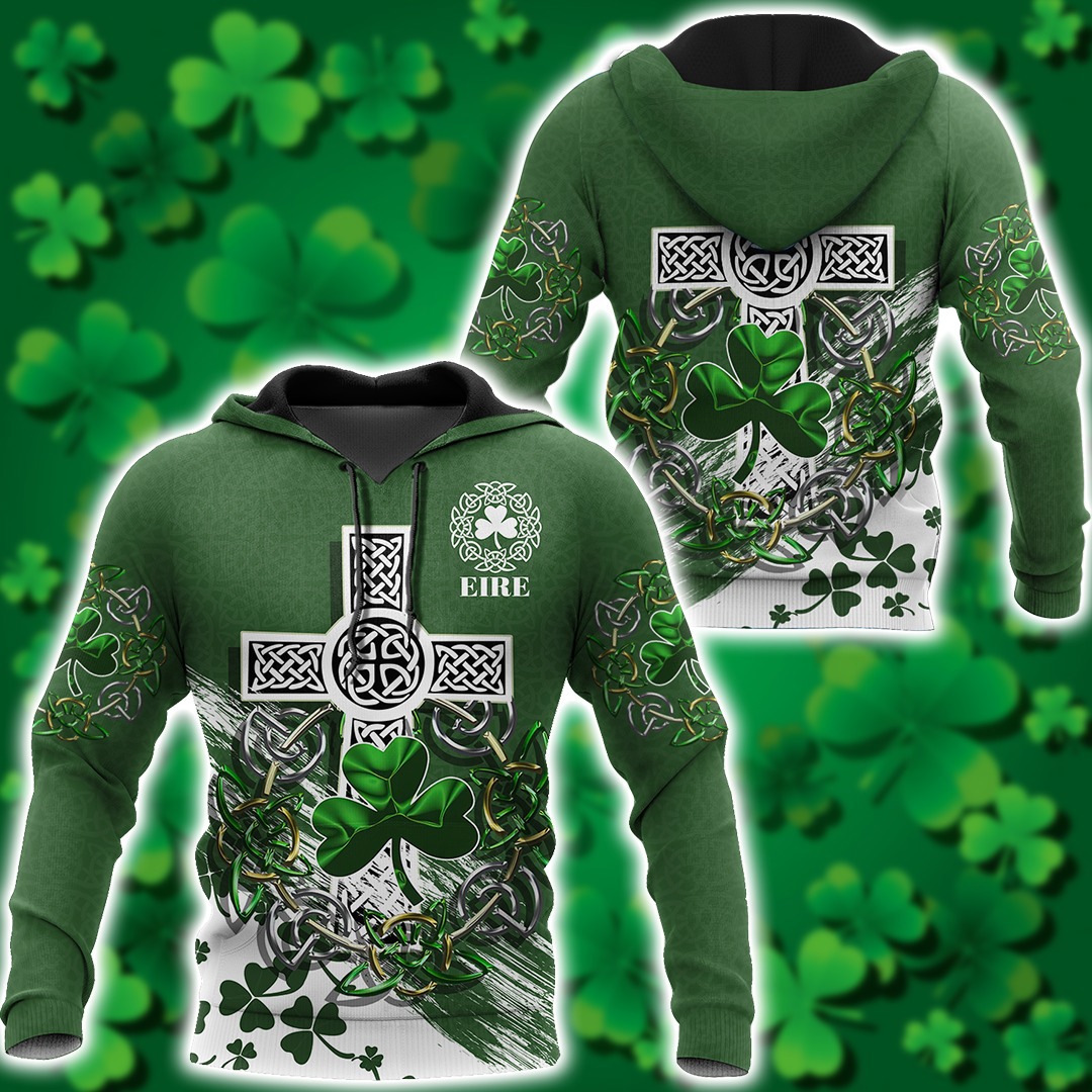 Irish 3D All Over Hoodie Cross Celtic Knot Circle