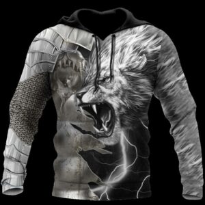 Lion Warrior Armor 3D All Over Printed Viking Hoodie