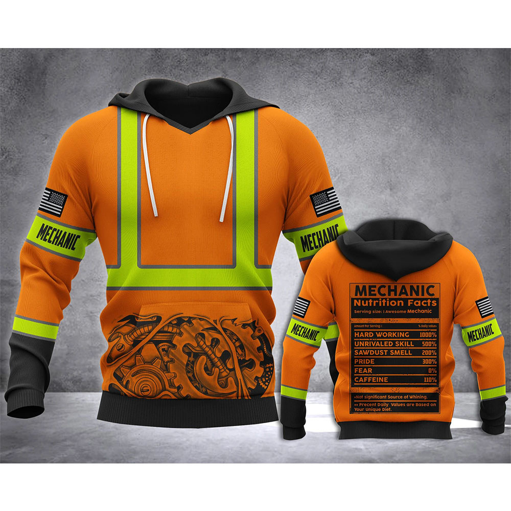 Mechanic 3D Hoodie Mechanic Nutrition Facts Orange