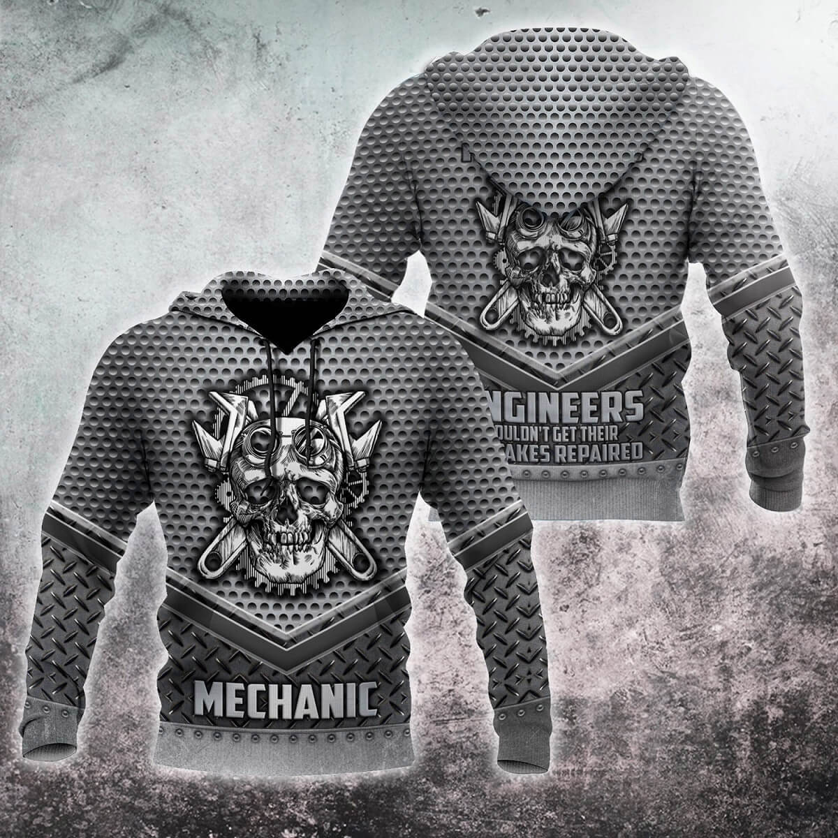 Mechanic Skull 3D Hoodie For Men
