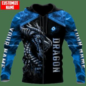 Personalized Blue Dragon 3D All Over Hoodie