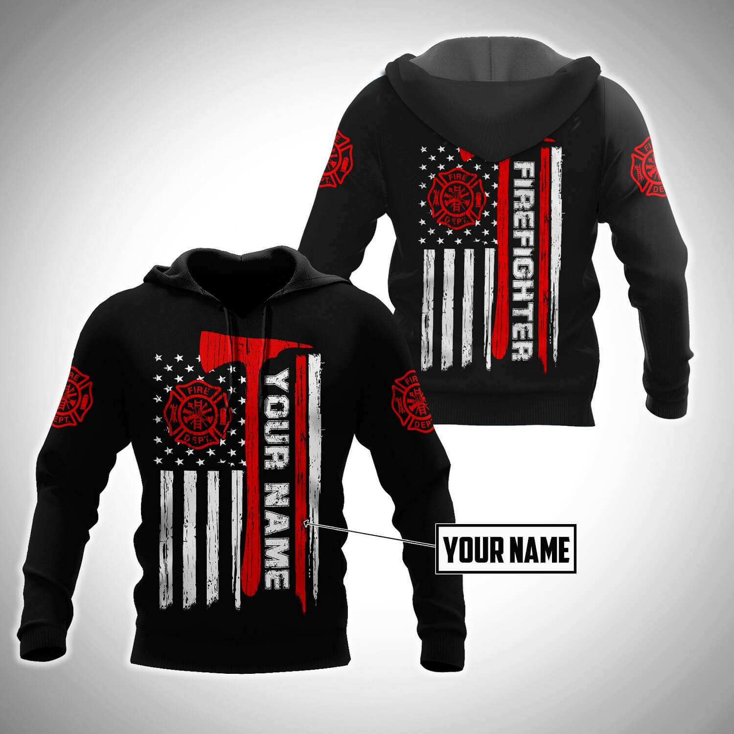 Personalized Firefighter 3D Hoodie For Men Fire Dept Logo