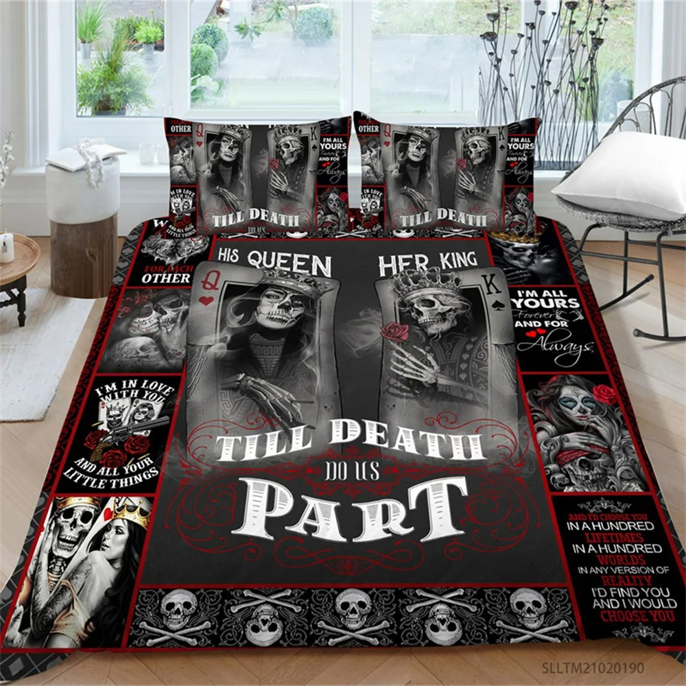 Skull Bedding Set Till Death Do Us Part His Queen Her King