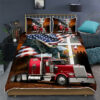Truck Driver Bedding Set Jesus American Flag Eagle Red Truck Bedding Set